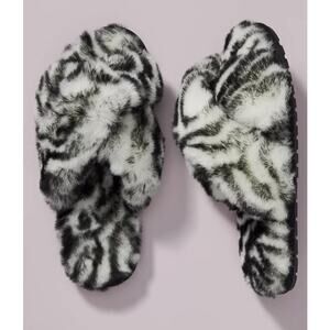 NWT EMU Australia Mayberry Sheepskin Slippers Black White Animal Print Sz 11